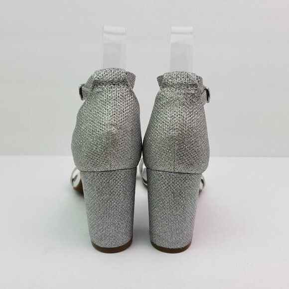 Bandolino ARMORY 2 Womens Size 7.5 Silver Sparkle Ankle Strap 3" Heel Sandals - Picture 7 of 12